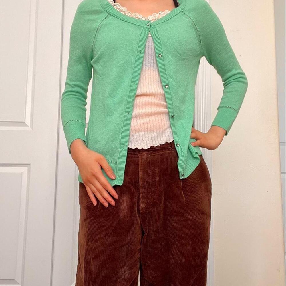American Eagle Outfitters Y2K Coquette Mint Green Cardigan Size S